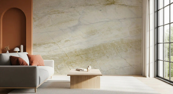 Golden Veined Cream Stone Texture Wall Mural