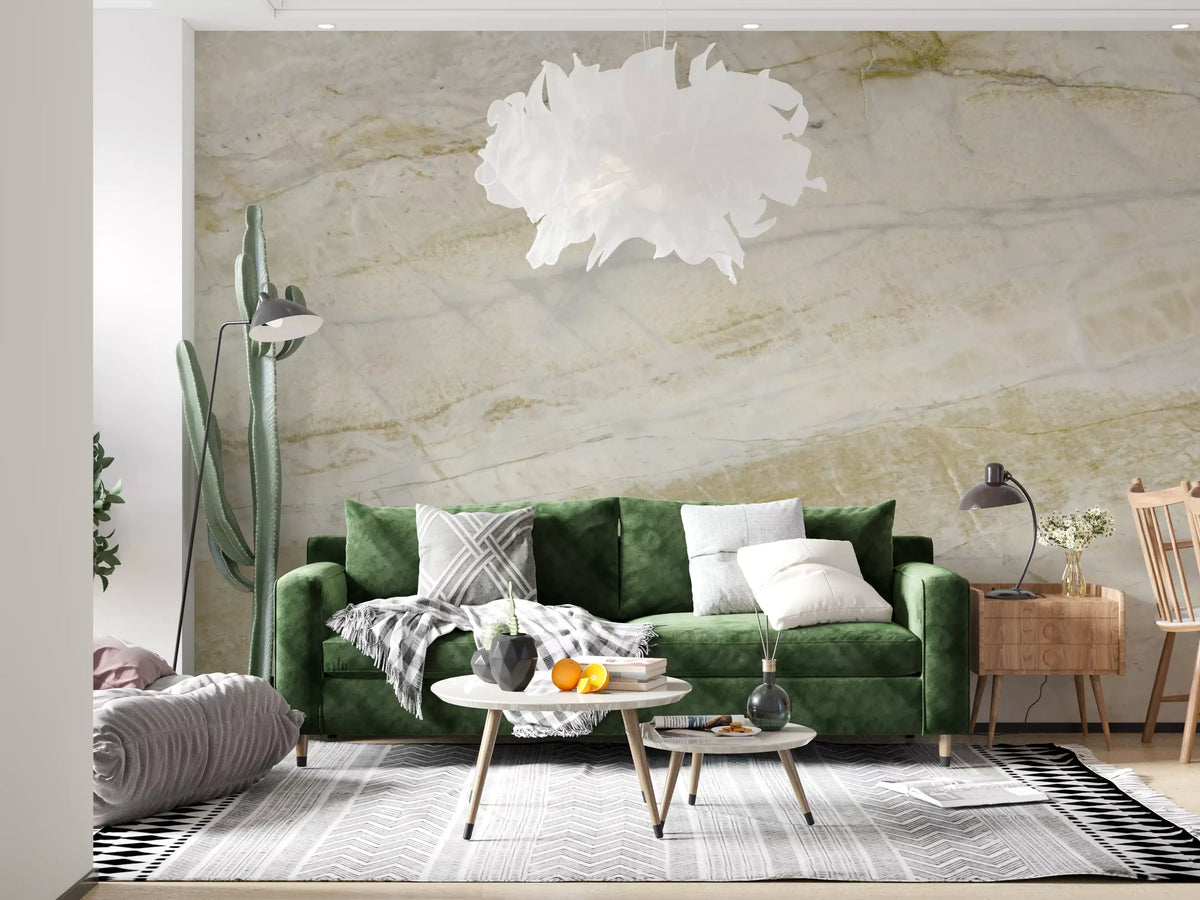 Golden Veined Cream Stone Texture Wall Mural