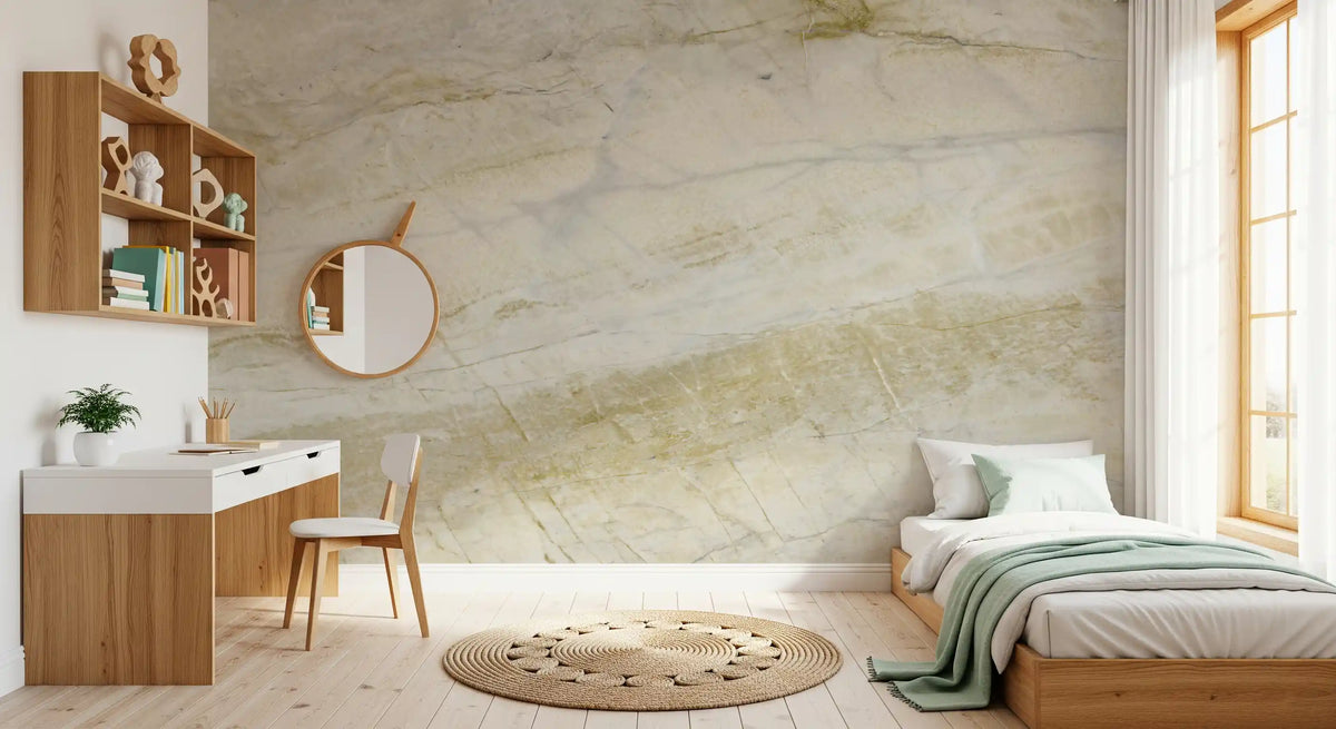 Golden Veined Cream Stone Texture Wall Mural