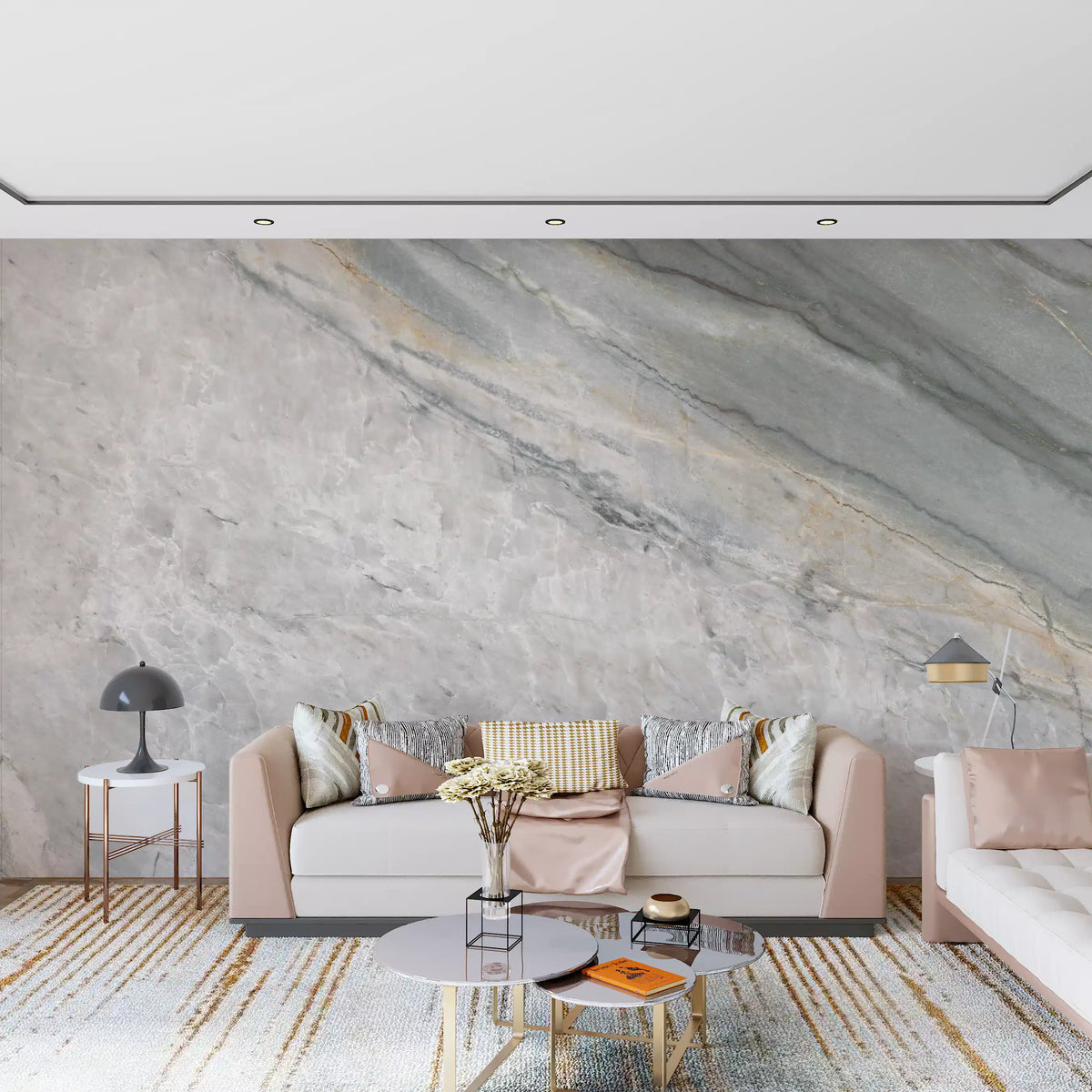 Cool Grey Marble Vein Surface Wall Mural