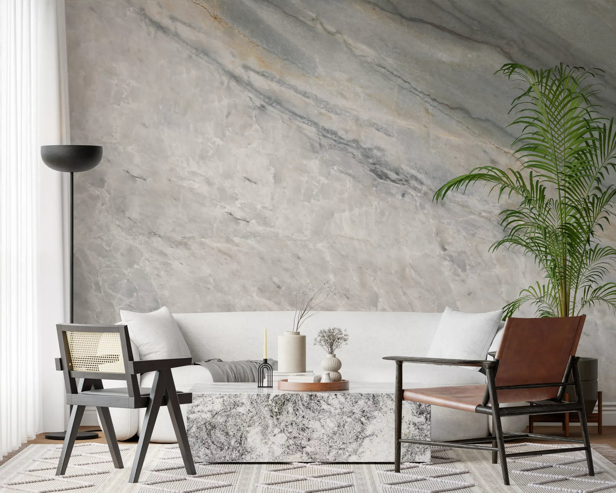 Cool Grey Marble Vein Surface Wall Mural
