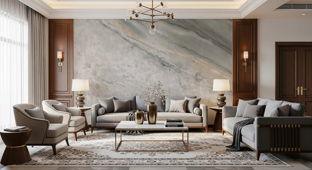 Cool Grey Marble Vein Surface Wall Mural