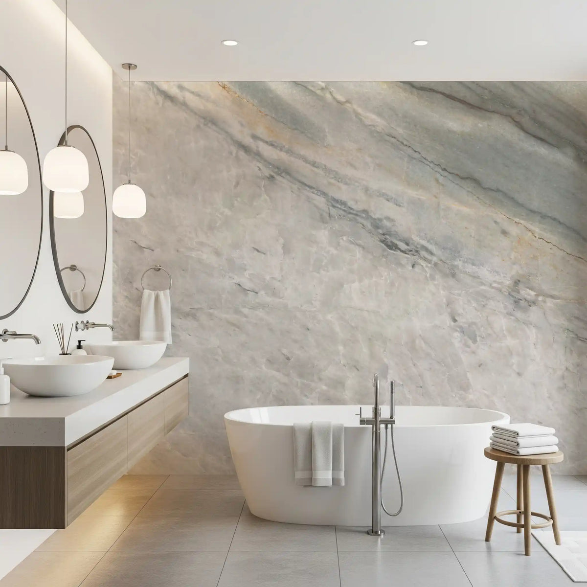 Cool Grey Marble Vein Surface Wall Mural