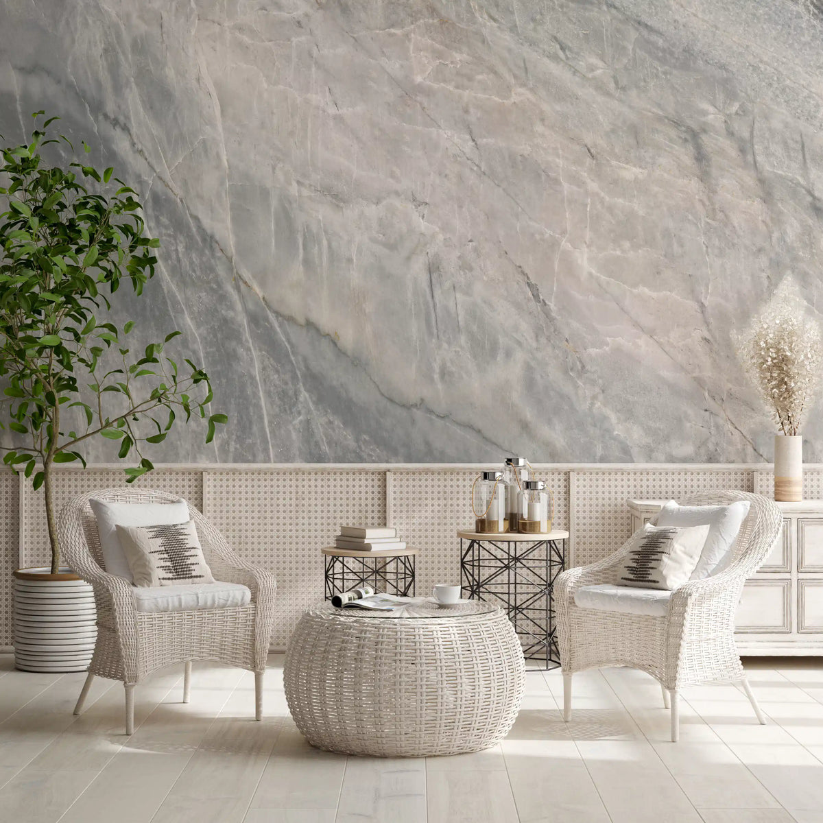 Serene Grey Marble Slab Texture Wall Mural