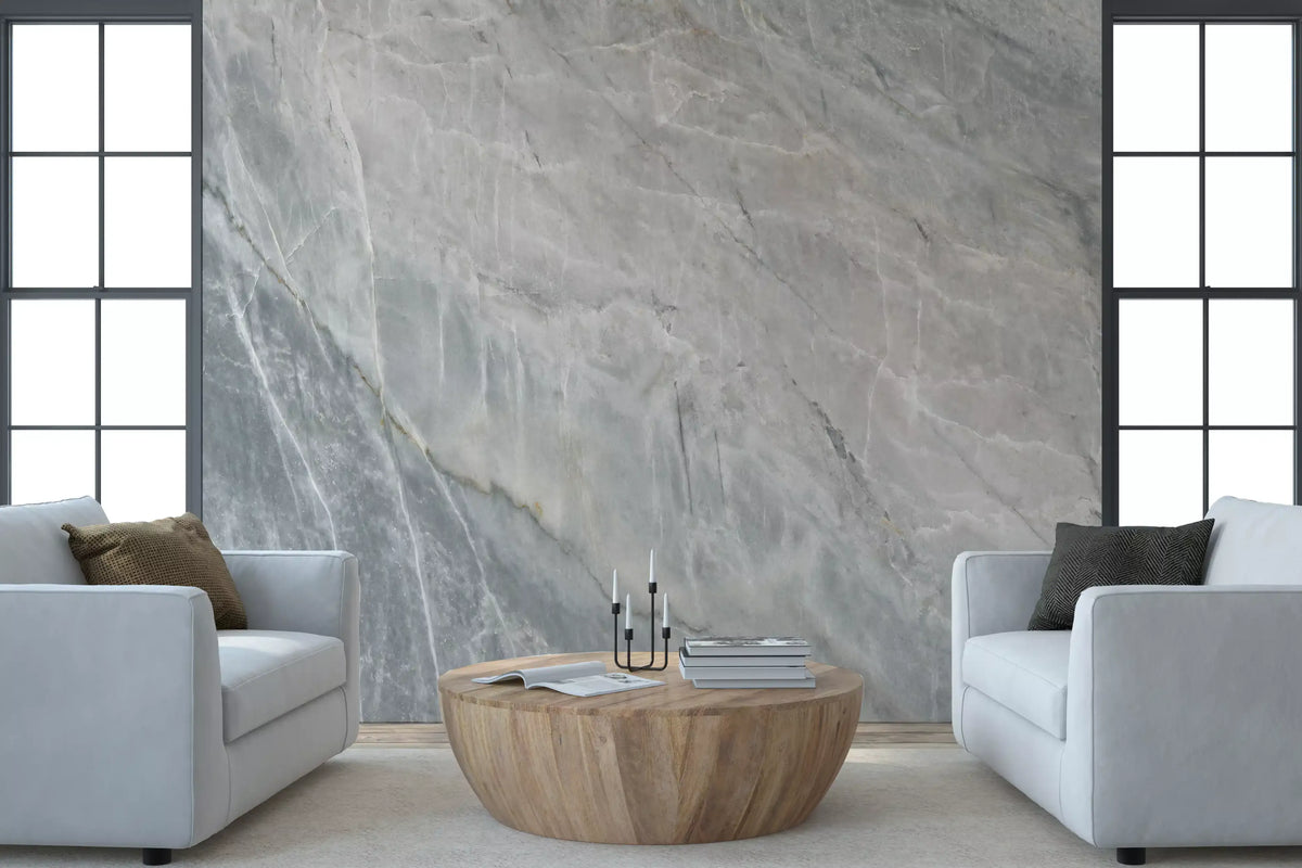 Serene Grey Marble Slab Texture Wall Mural