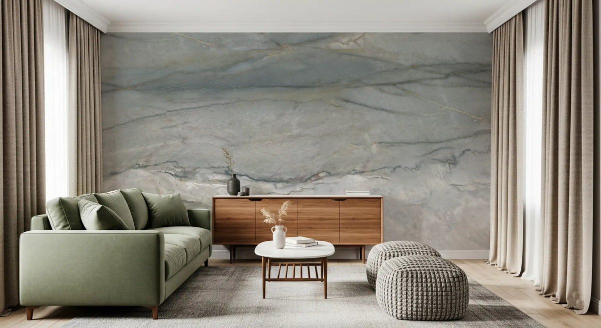 Cool Grey Stone Veins Wall Mural