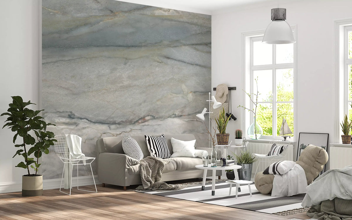 Cool Grey Stone Veins Wall Mural