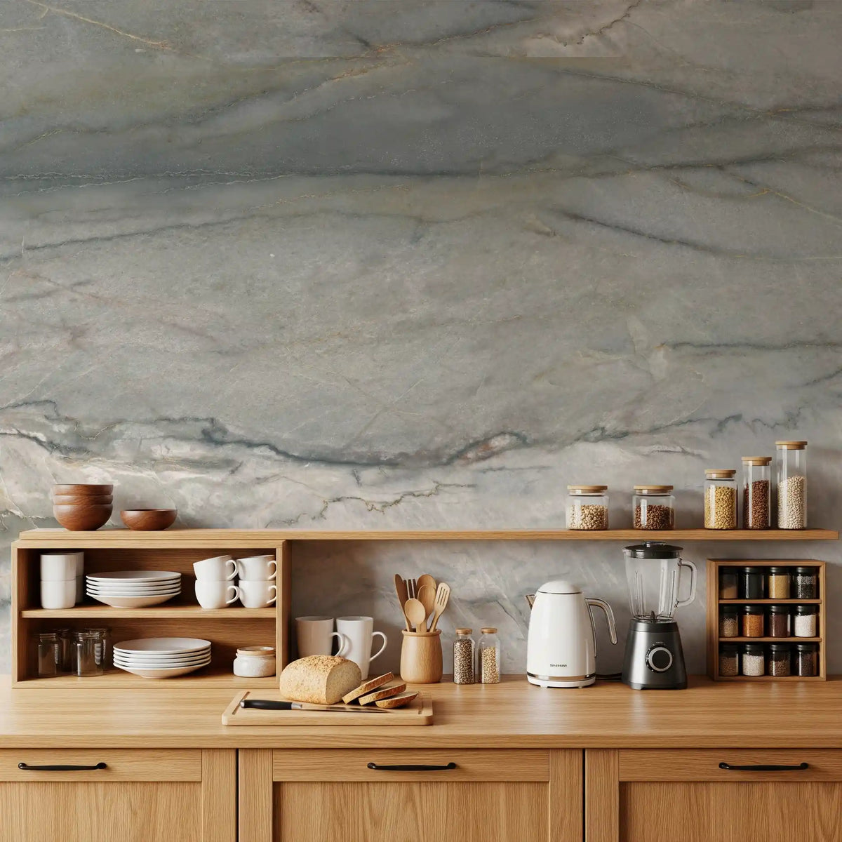 Cool Grey Stone Veins Wall Mural
