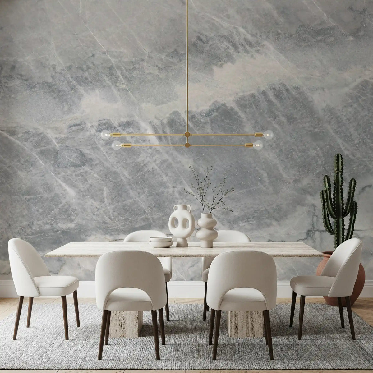 Cool Grey Marble Vein Wall Mural