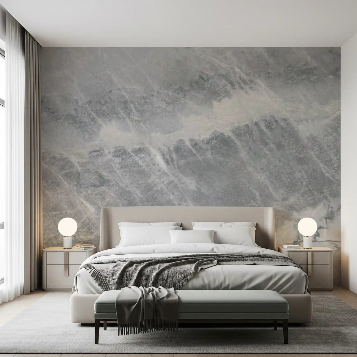 Cool Grey Marble Vein Wall Mural