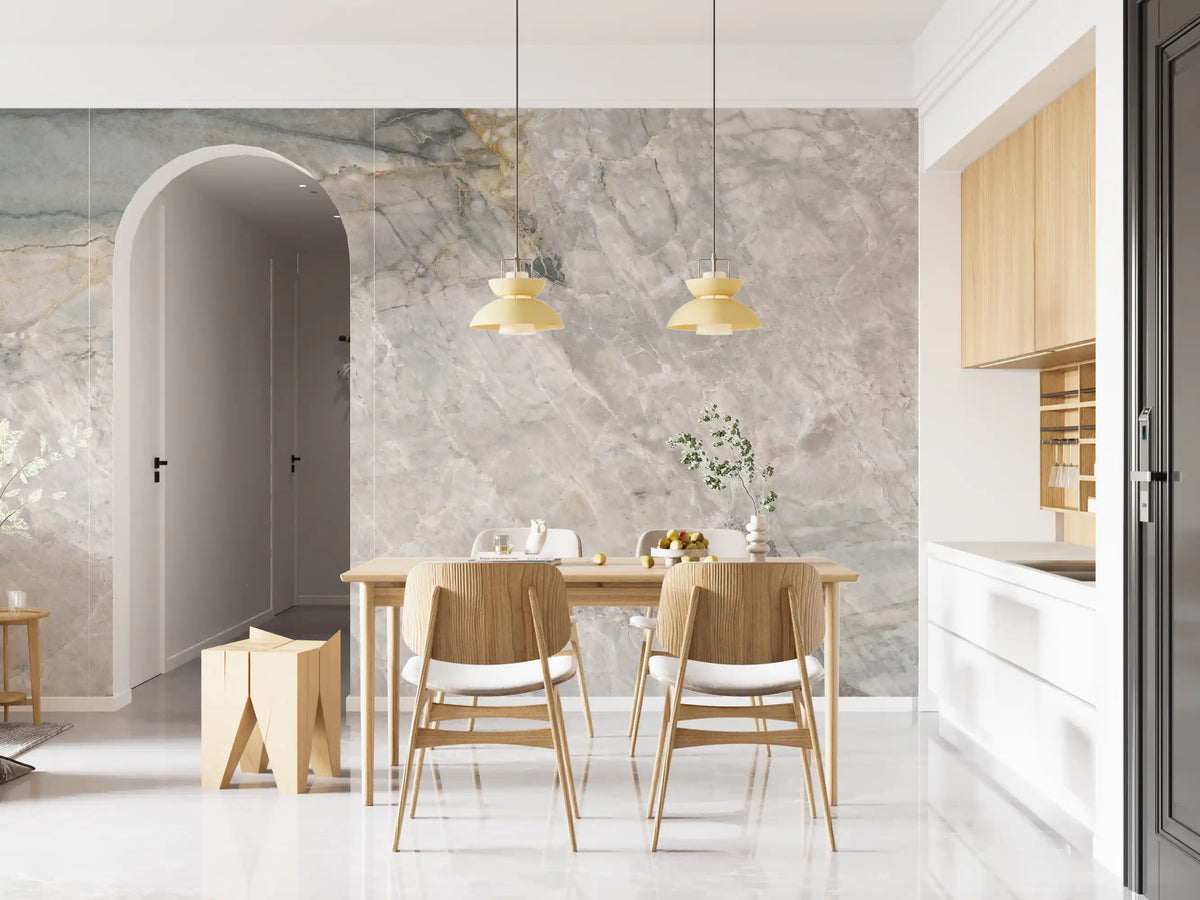 Natural Grey Stone Slab Pattern Wall Mural