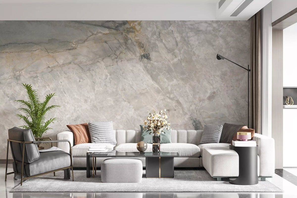 Natural Grey Stone Slab Pattern Wall Mural