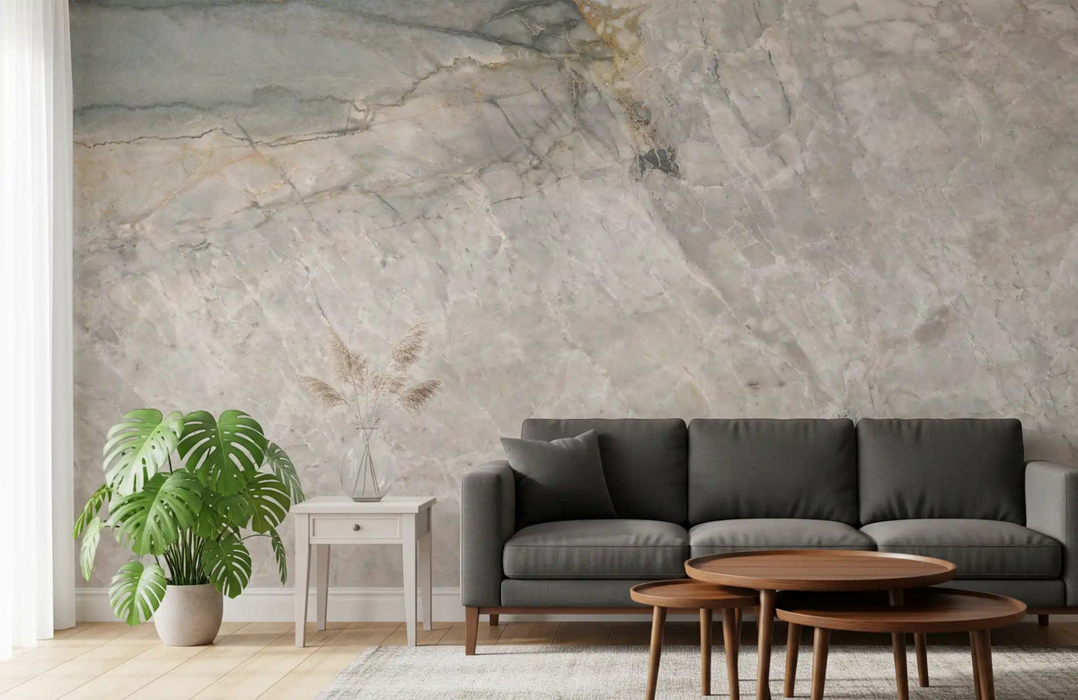 Natural Grey Stone Slab Pattern Wall Mural