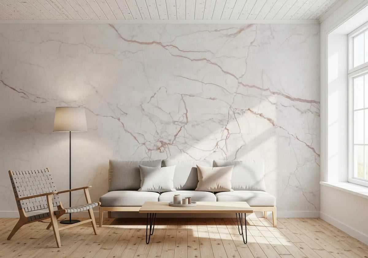 Blush Veined Marble Stone Wall Mural