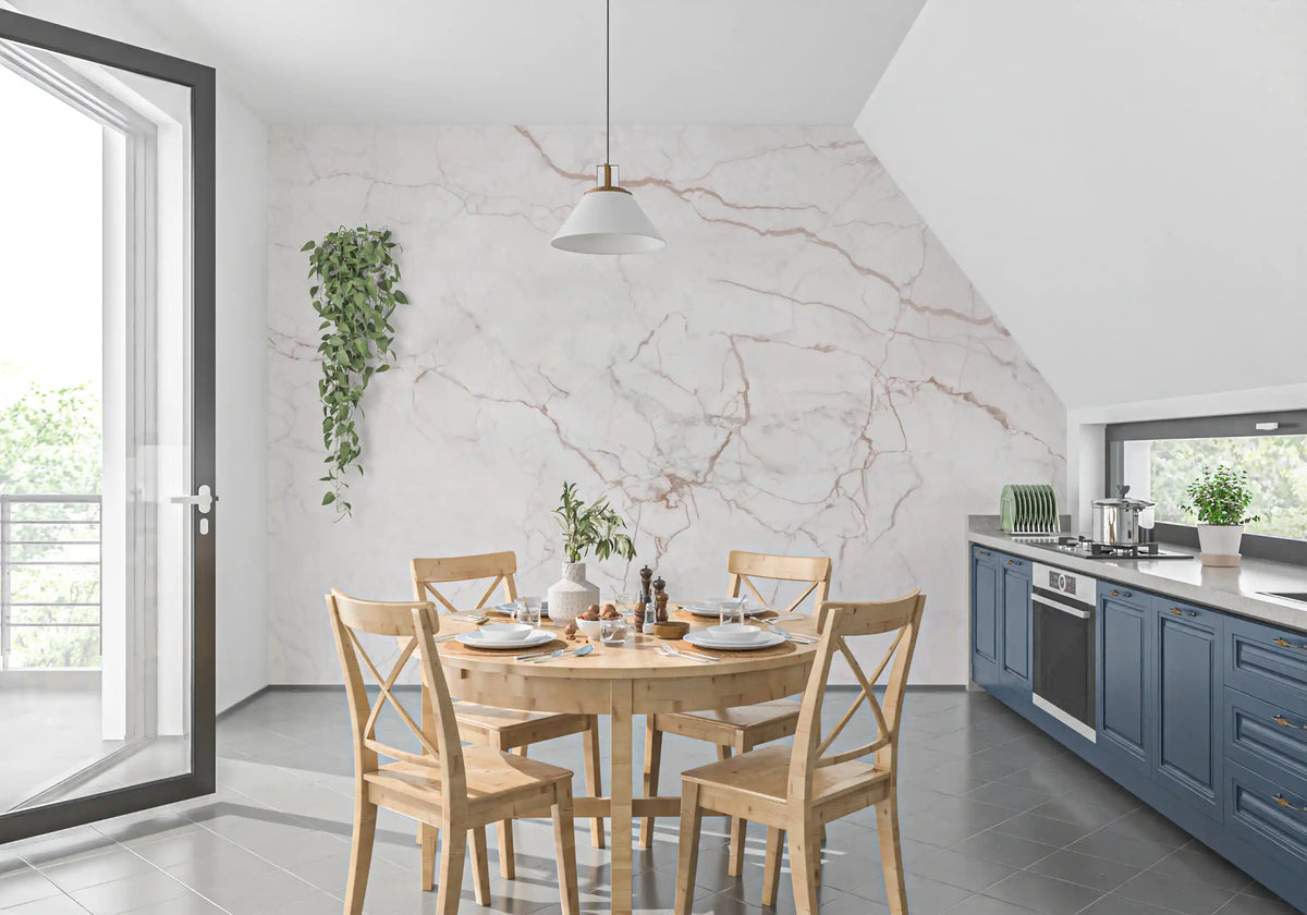 Blush Veined Marble Stone Wall Mural