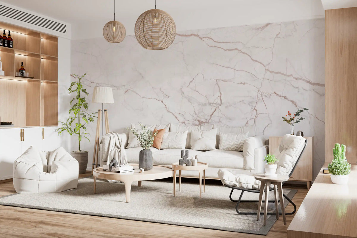 Blush Veined Marble Stone Wall Mural