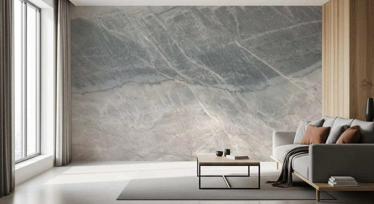 Cool Grey Marble Veined Stone Texture Wall Mural