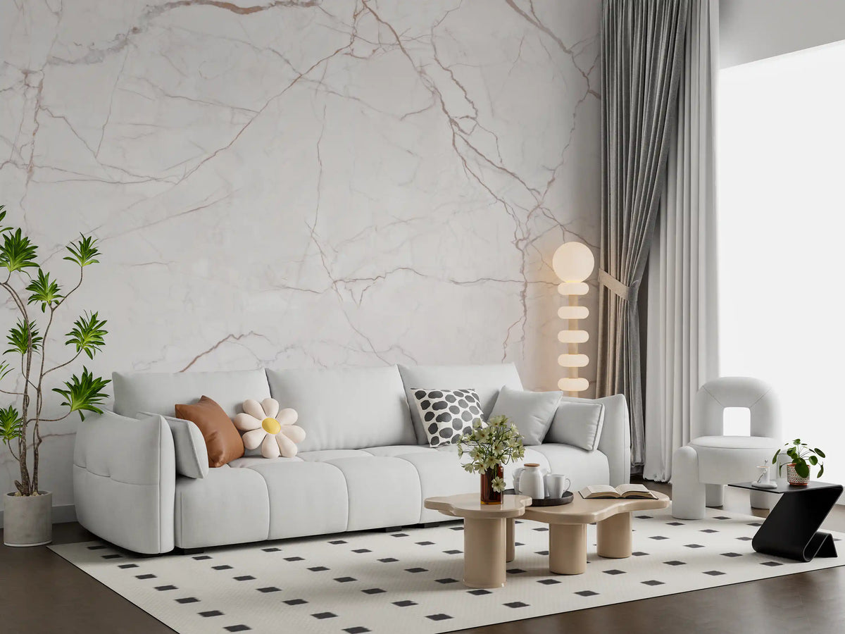 Soft Blush Marble Veins Wall Mural