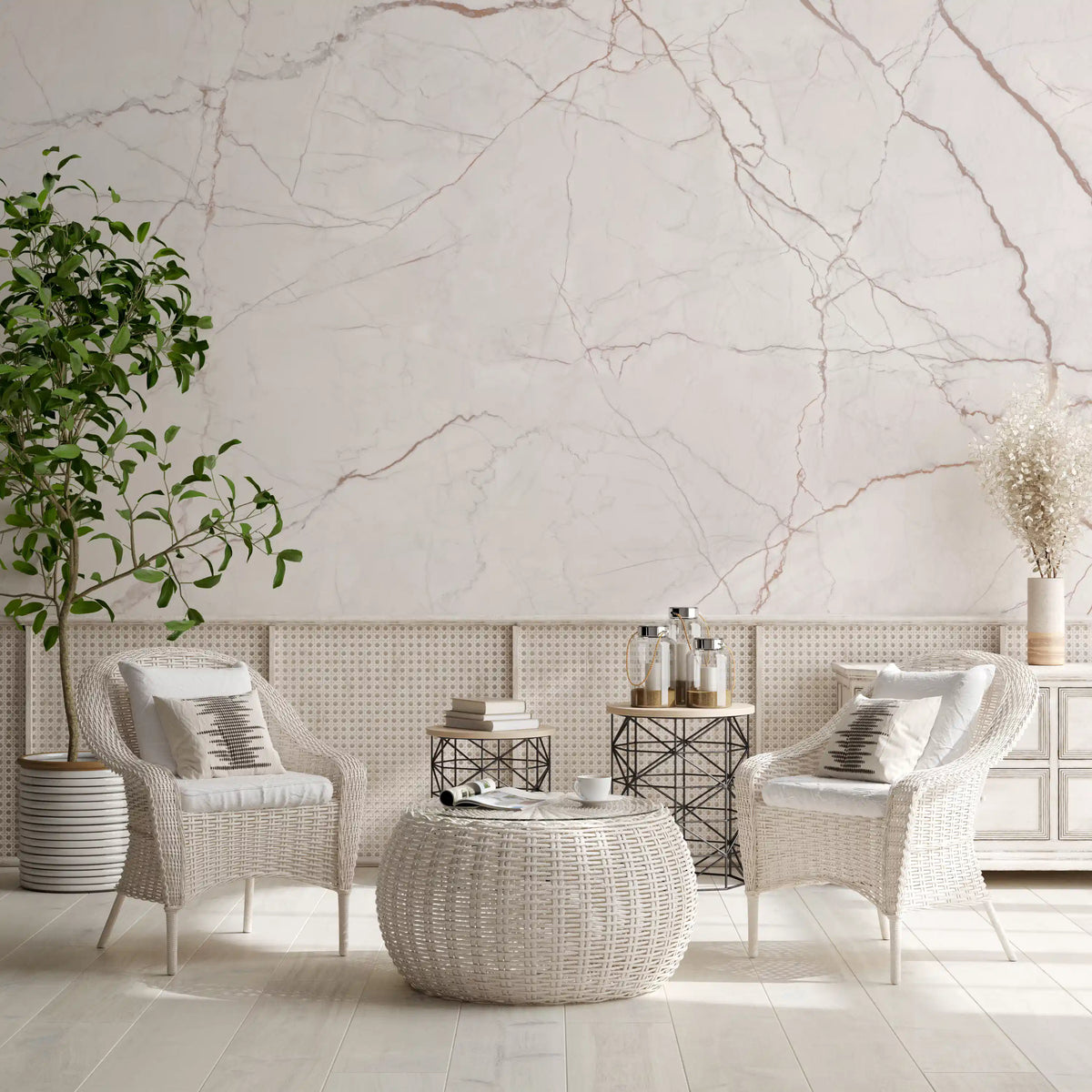 Soft Blush Marble Veins Wall Mural