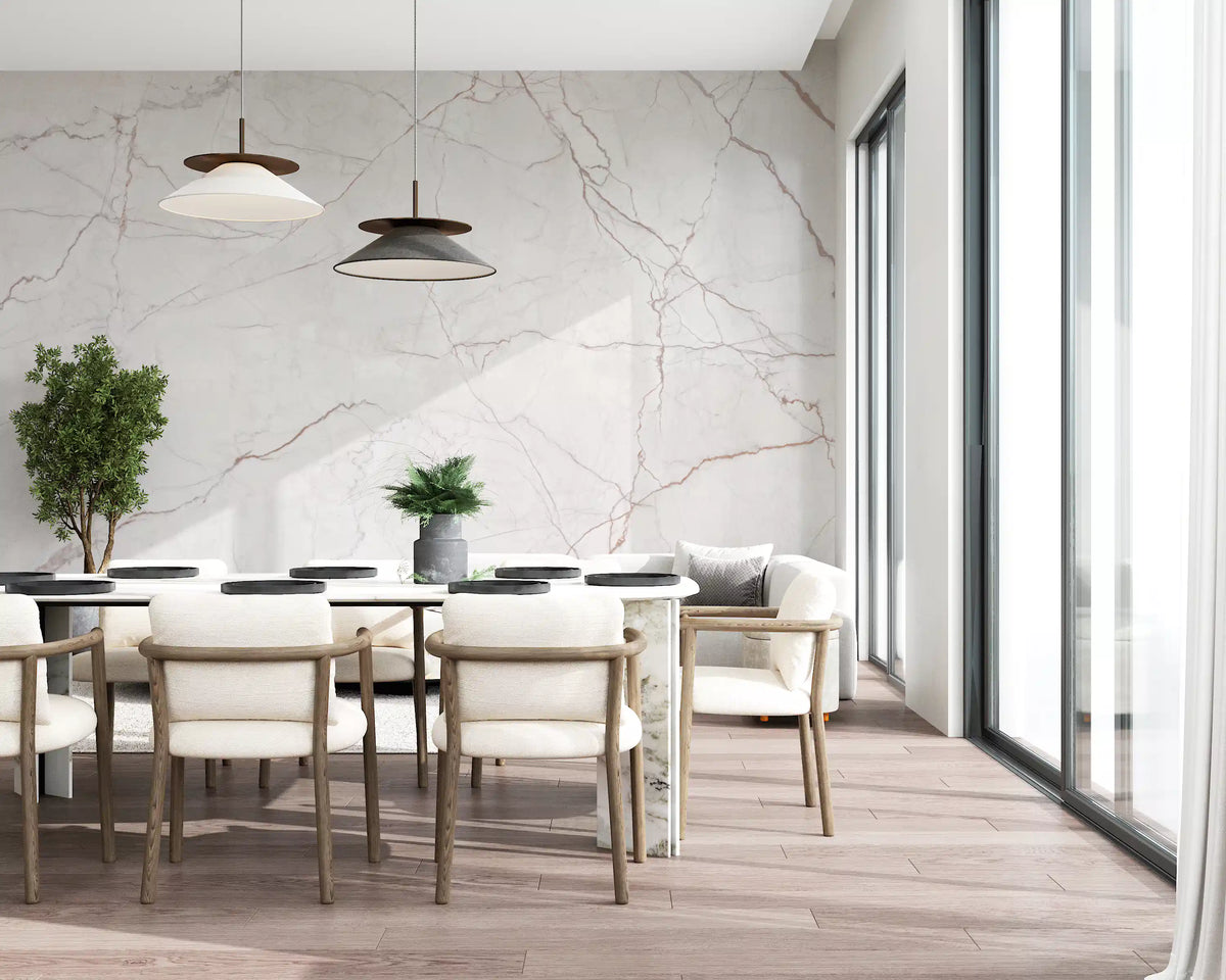 Soft Blush Marble Veins Wall Mural