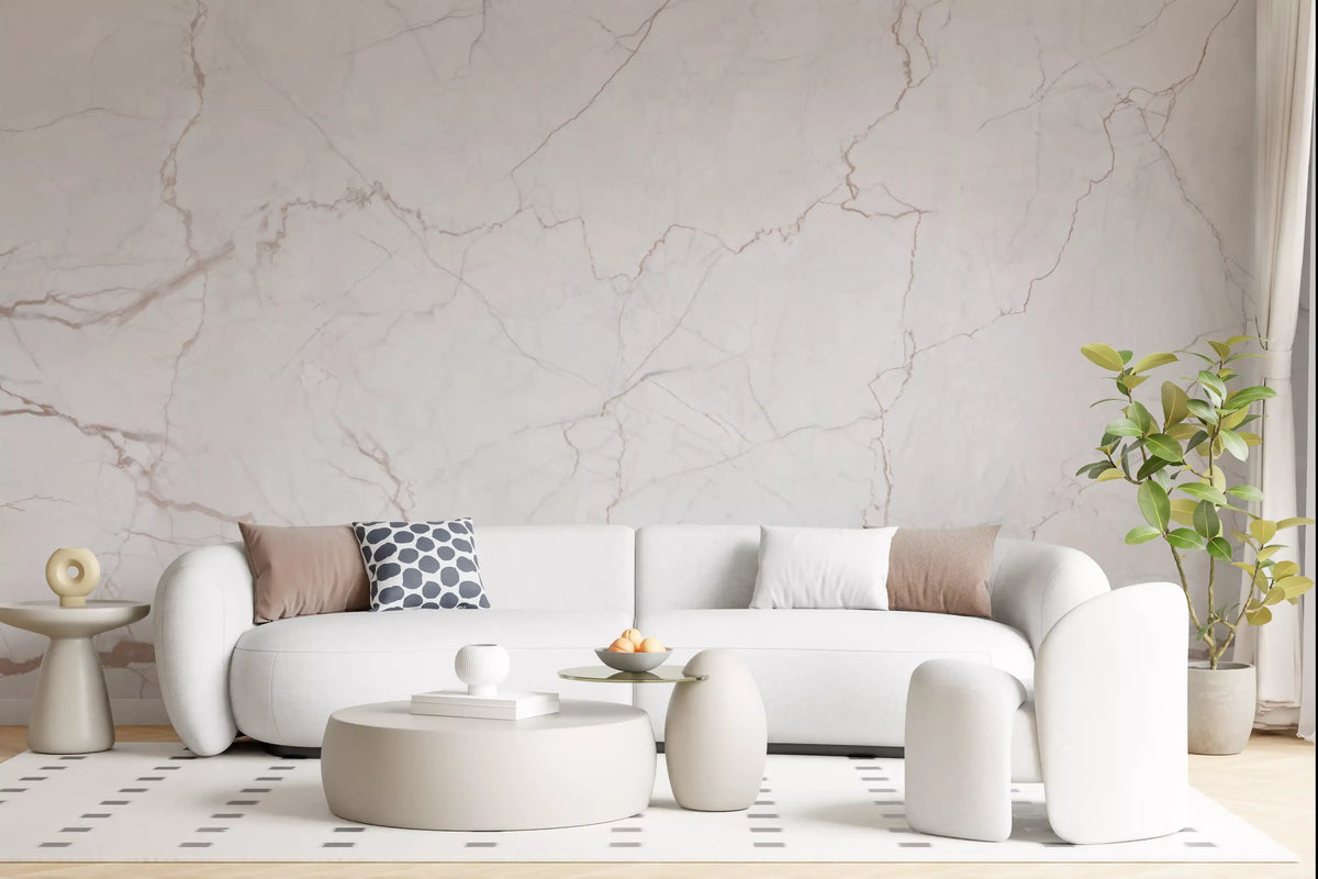 Subtle Blush Marble Veining Wall Mural
