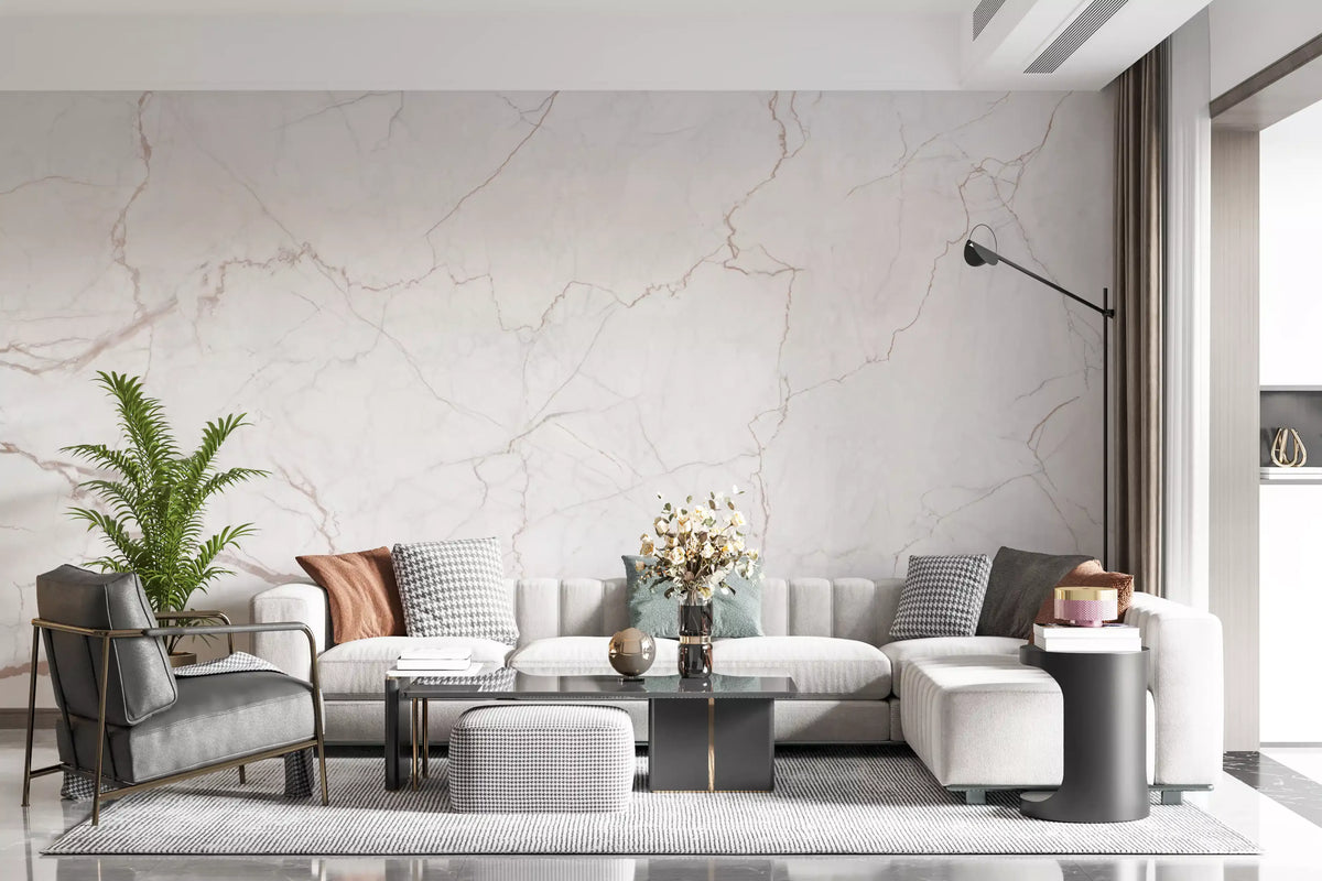 Subtle Blush Marble Veining Wall Mural