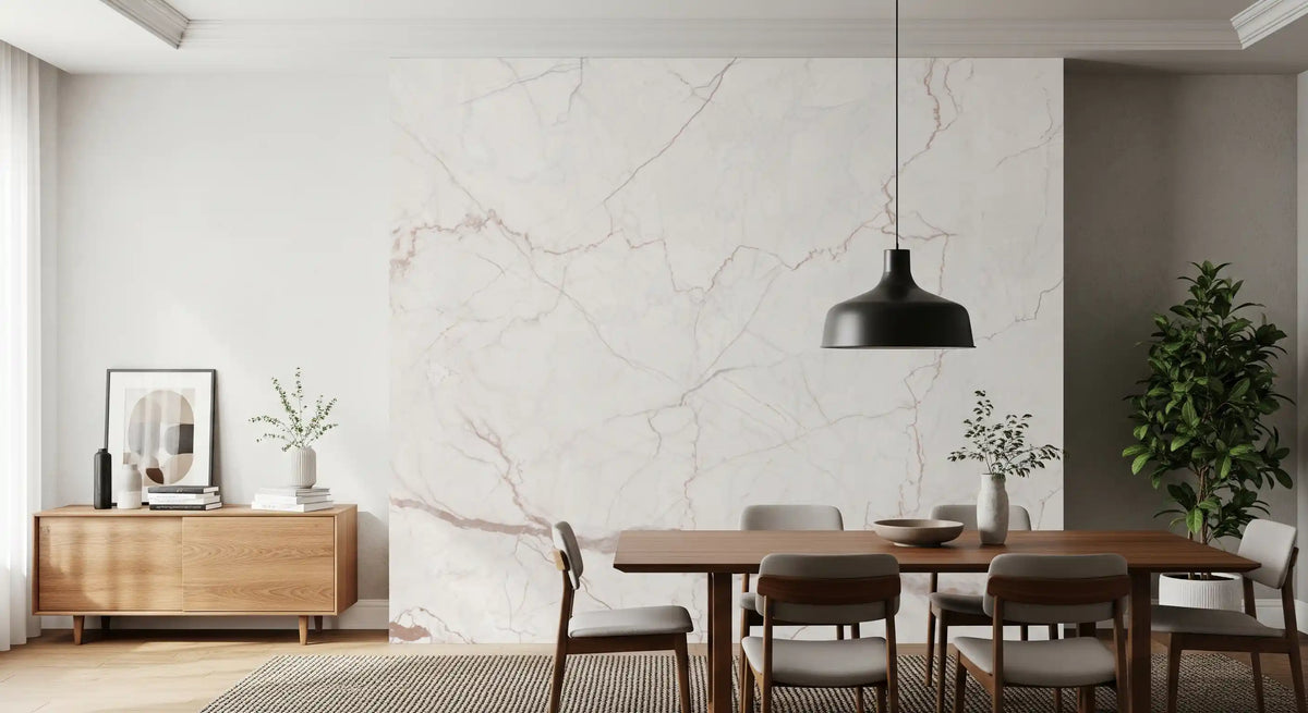 Subtle Blush Marble Veining Wall Mural
