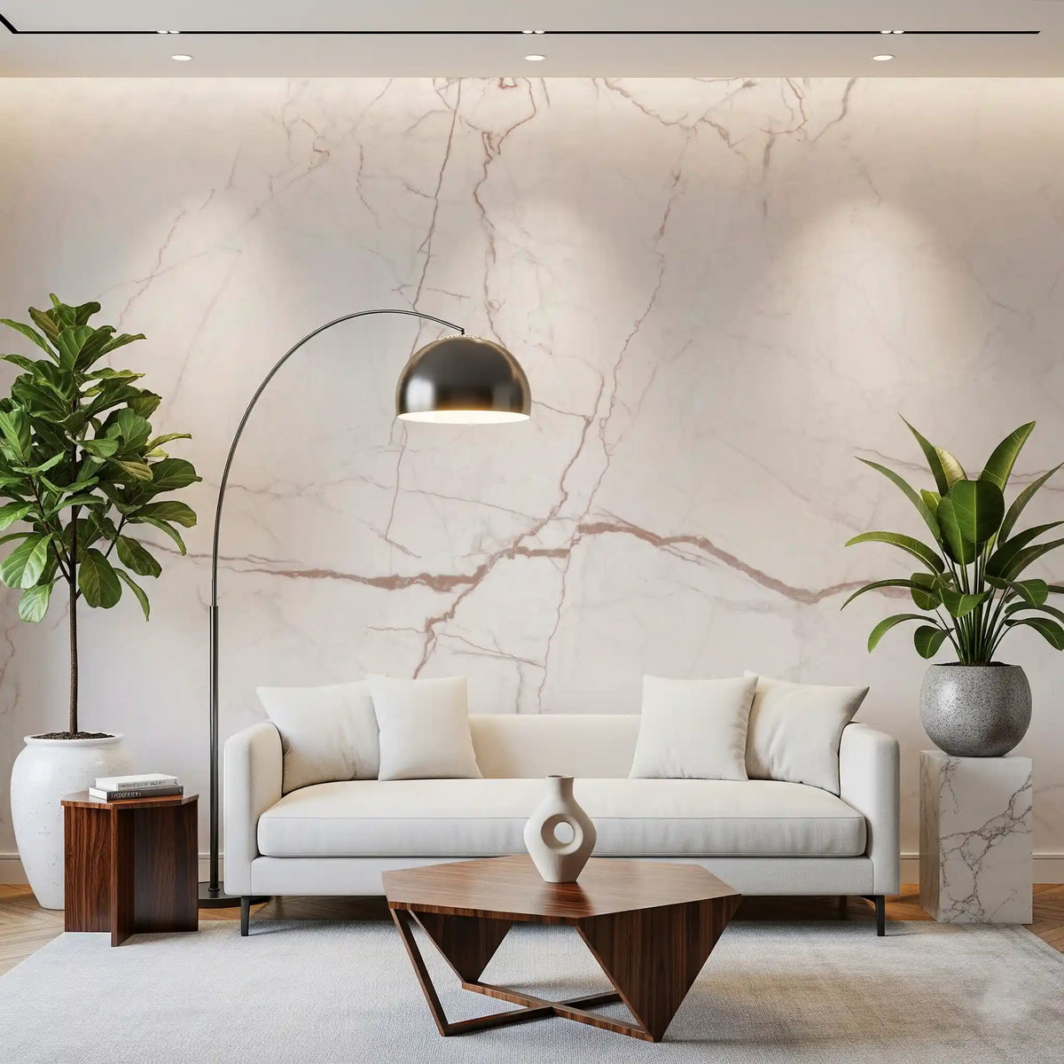 Blush Veined Marble Stone Wall Mural