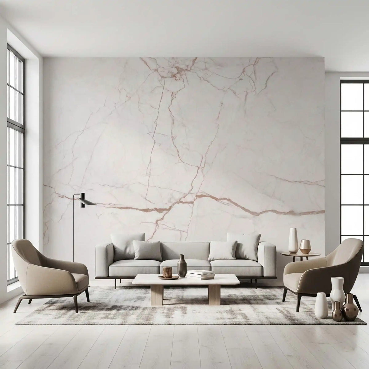 Blush Veined Marble Stone Wall Mural