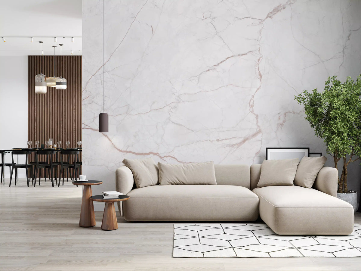 Minimalist Soft Blush Stone Wall Mural