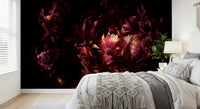 Midnight Crimson Bloom Wall Mural