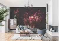 Midnight Crimson Bloom Wall Mural