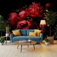Crimson Peony Bloom Wall Mural