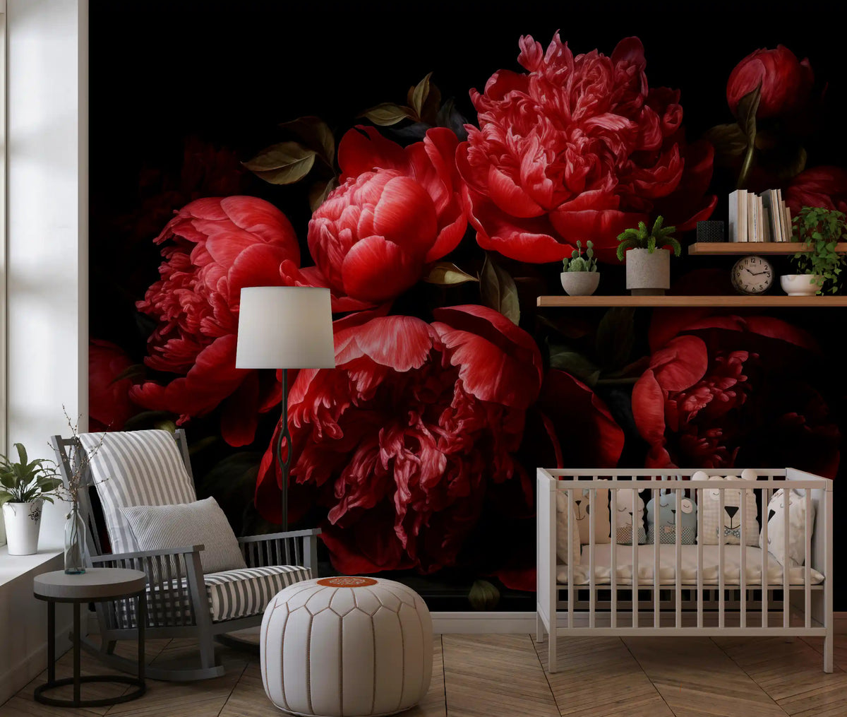 Crimson Peony Bloom Wall Mural
