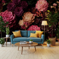 Midnight Succulent Bloom Wall Mural