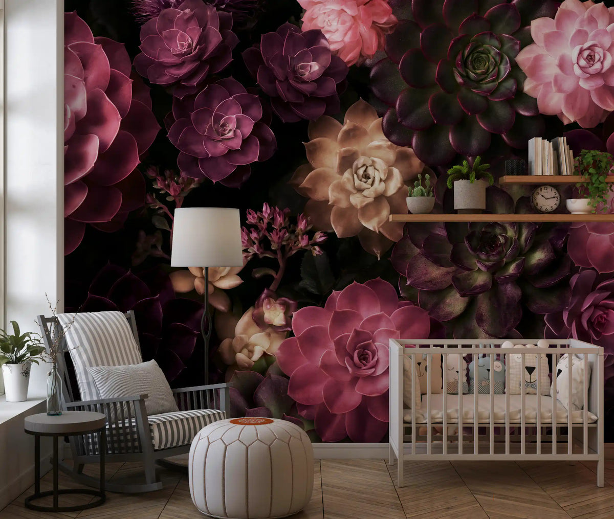 Midnight Succulent Garden Wall Mural