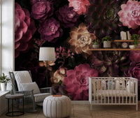 Midnight Succulent Garden Wall Mural