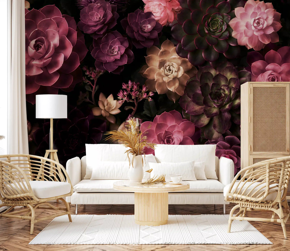 Midnight Succulent Garden Wall Mural