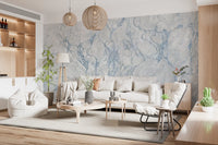 Cool Blue Marble Veining Wall Mural