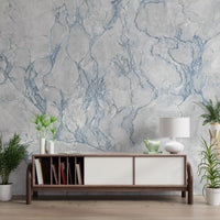 Cool Blue Marble Veining Wall Mural