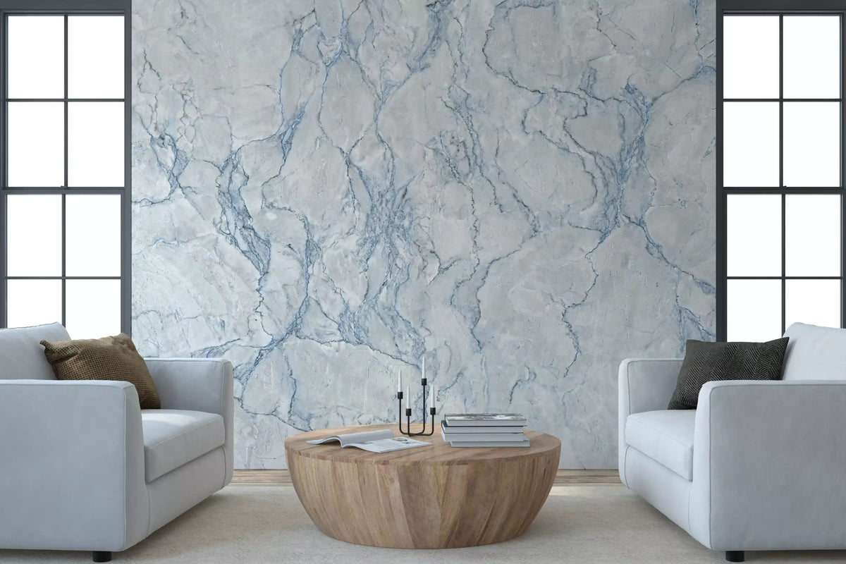 Cool Blue Marble Veining Wall Mural