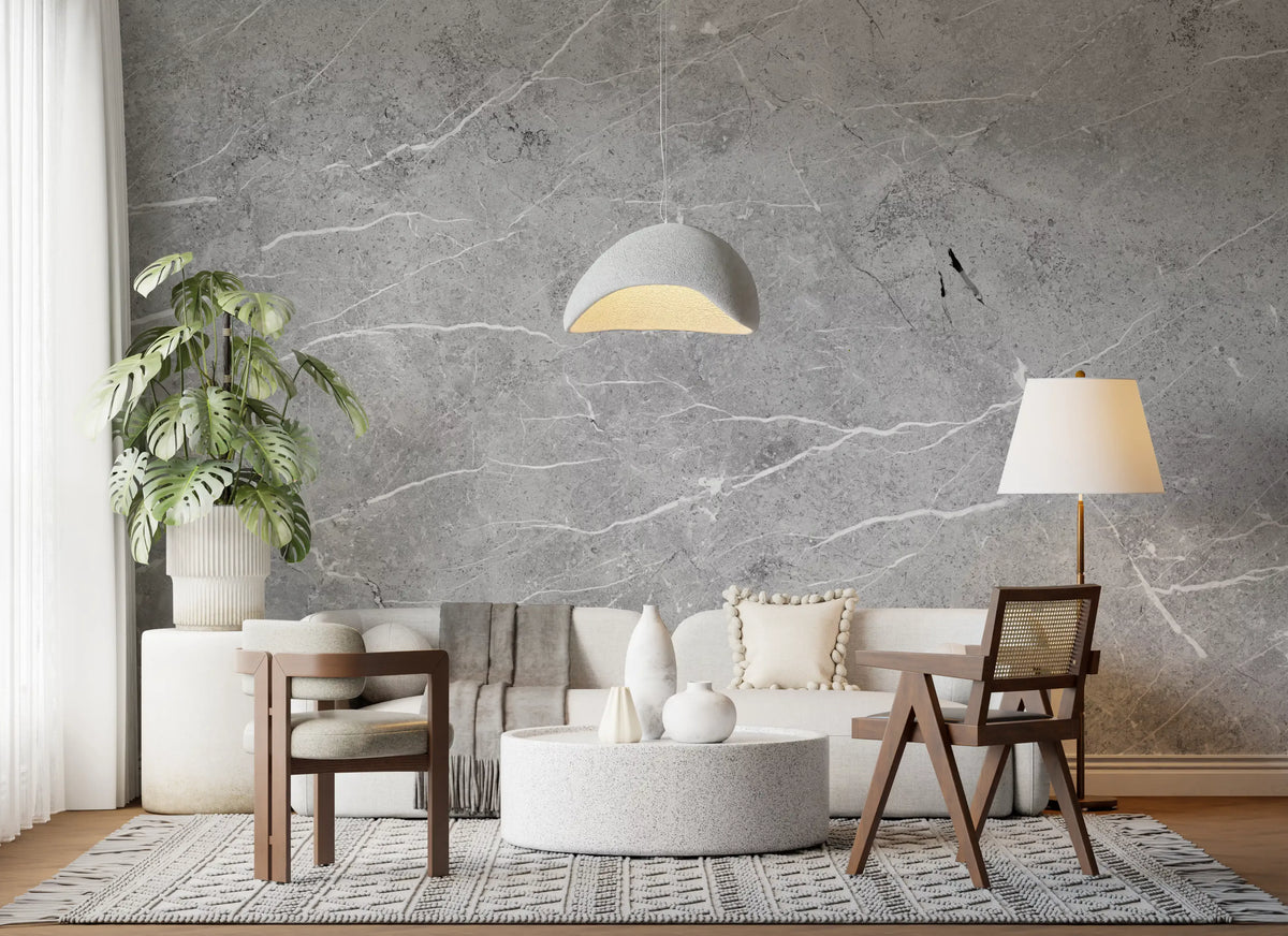 Cool Grey Stone Texture Wall Mural