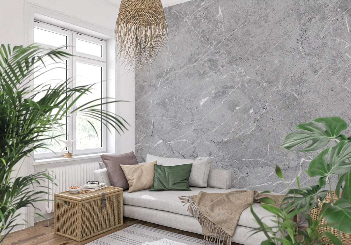Minimalist Grey Marble Stone Texture Wall Mural