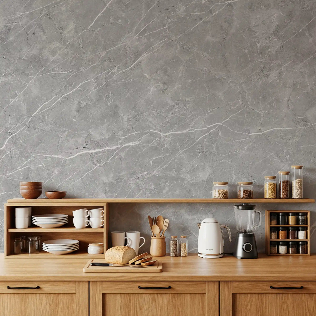 Classic Grey Veined Marble Wall Mural