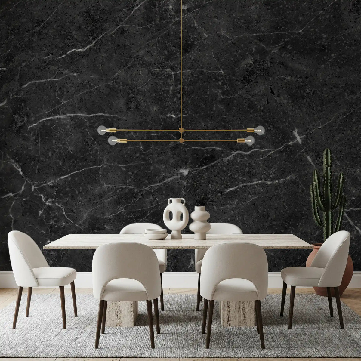 Midnight Slate Veined Marble Wall Mural