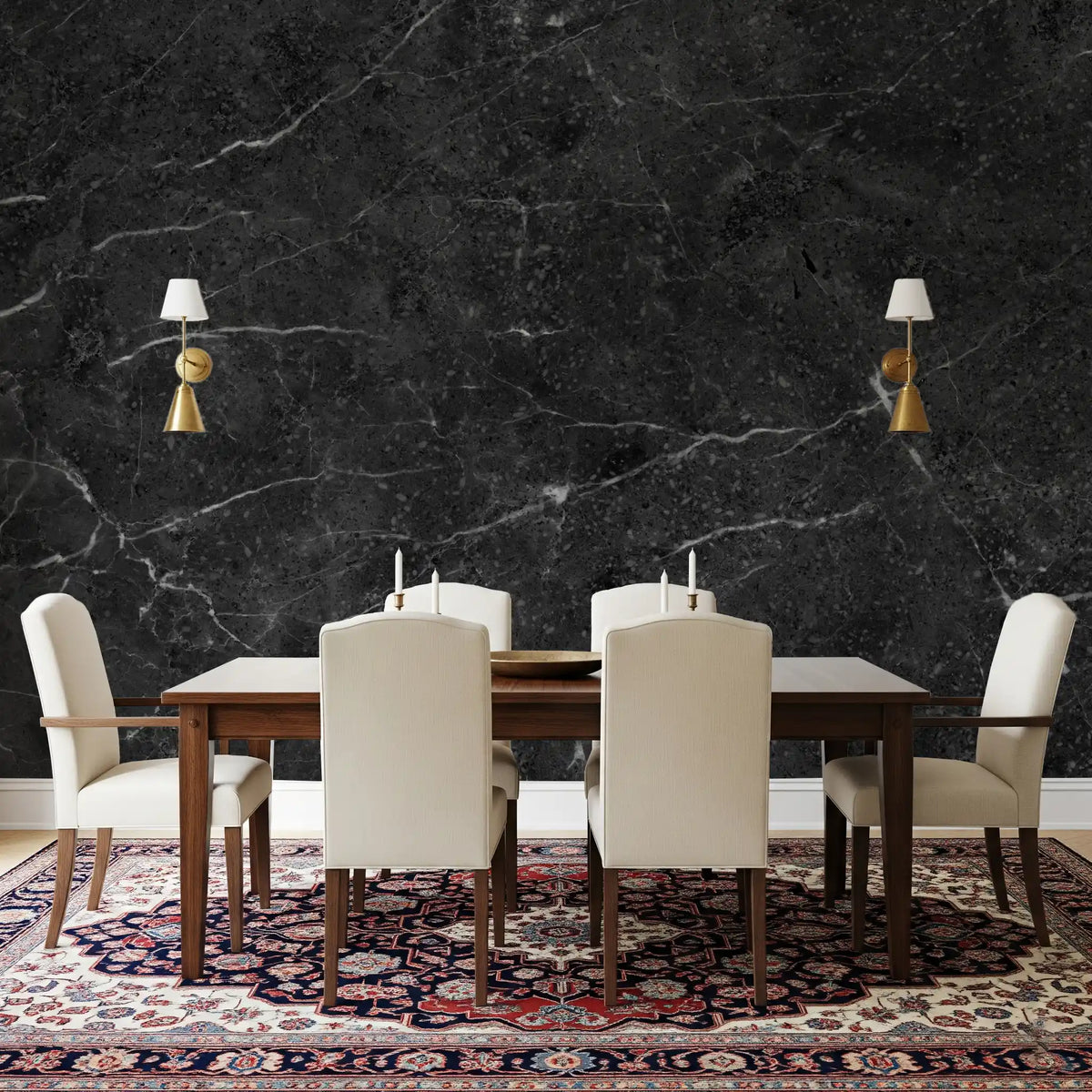 Midnight Slate Veined Marble Wall Mural
