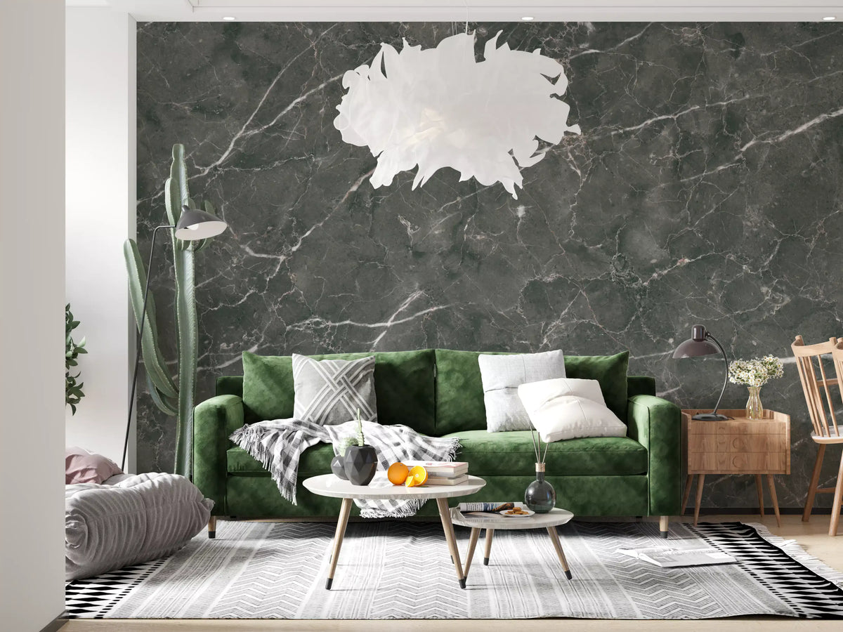 Charcoal Veined Marble Slab Wall Mural