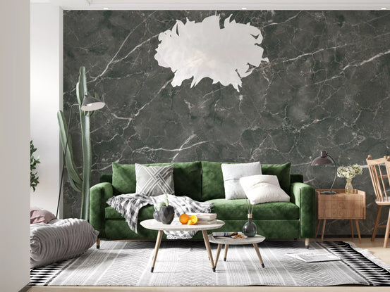 Charcoal Veined Marble Slab Wall Mural