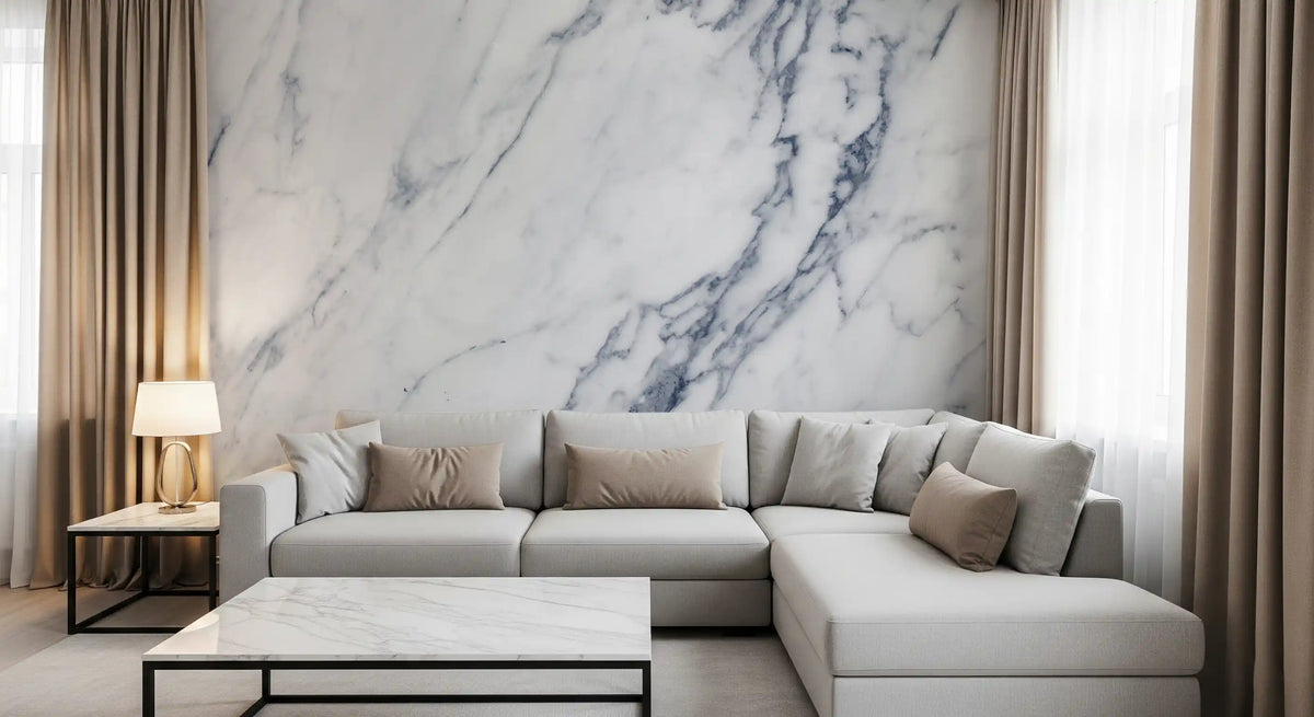 Classic White and Grey Marble Veins Wall Mural