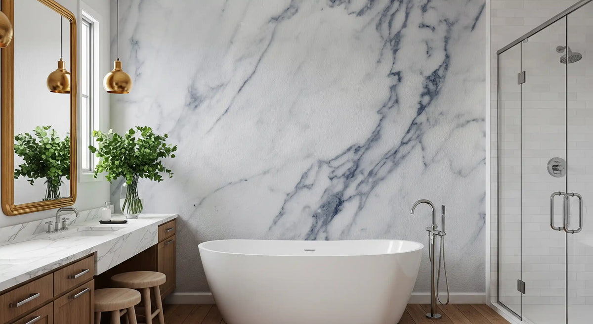 Classic White and Grey Marble Veins Wall Mural
